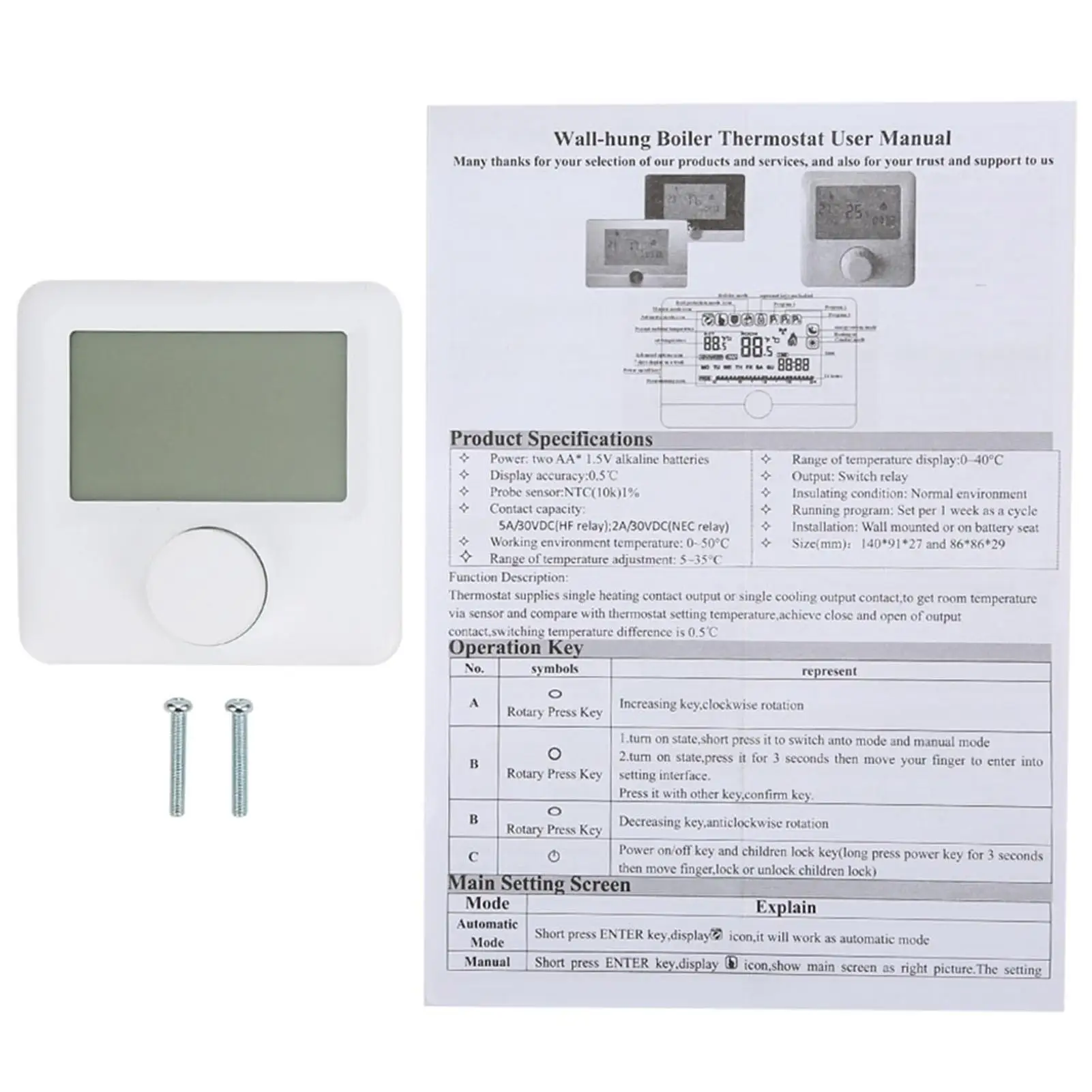 

LCD Digital Thermostat Programmable Heating Temperature Controller