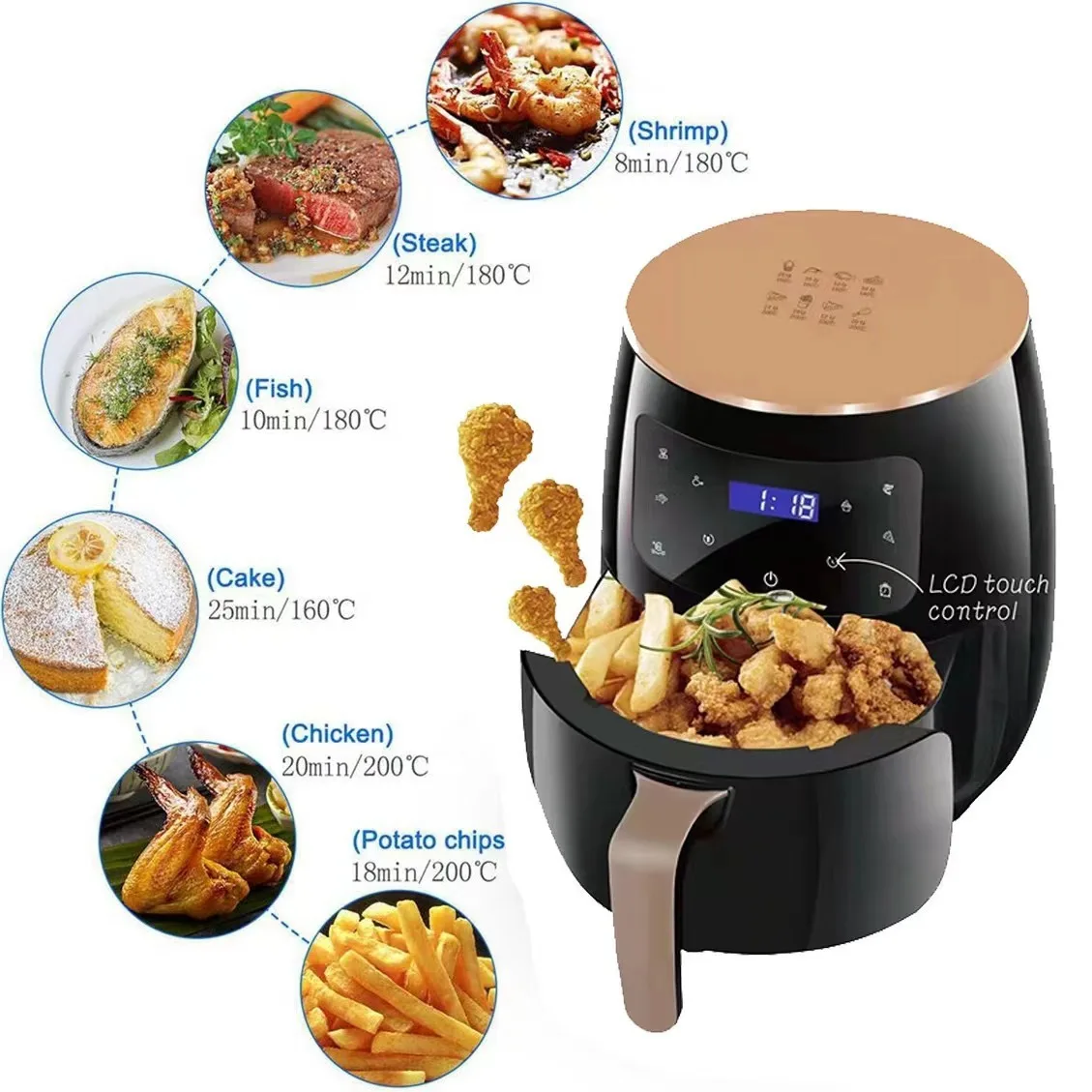 6L Air fryer Multi-functional intelligent touch screen oven Large capacity Electro mechanical deep fryer for home airfryer