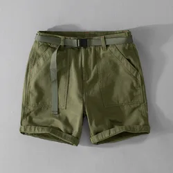 7703 Summer Fashion Men's Basic Cargo Shorts 100% Cotton High Quality Solid Color Classic Outdoor Loose Casual Half Length Pants