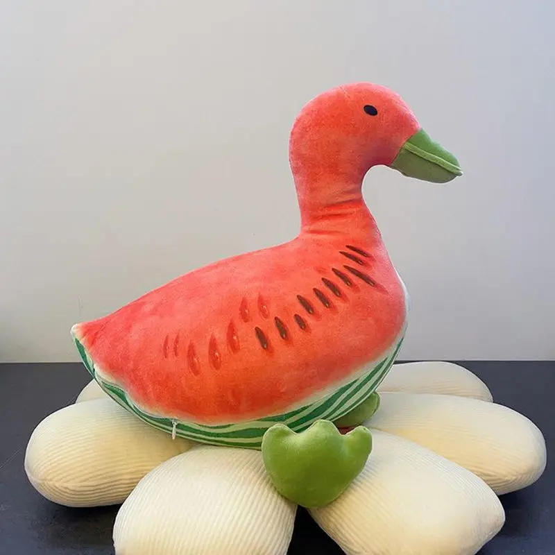 New 38cm Creative Fruit Duck Plush Pillow Toy Winter Melon Watermelon Cantaloupe Duck Doll Children Room Gifts