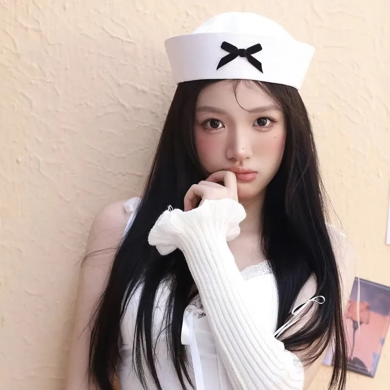 أزياء الكبار الفرنسية قبعة جلدية كلاسيكية مترهل بيكر لطيف الوردي بحار القوس تنوعا قبعة الحلو فتاة Shaberet الوجه أعلى 8M18