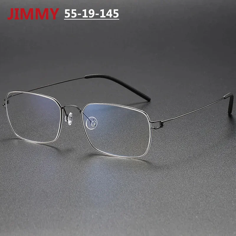 Denmark Screwless Titanium Square Glasses Frame Men Ultralight Thin Rim Eyeglasses Women Ultralight Spectacles Eyewear JIMMY