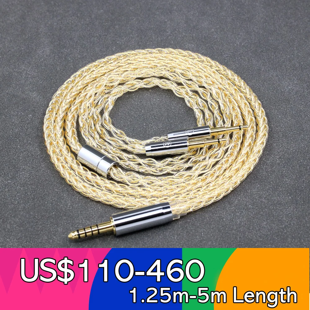 8 Core 99% 7n Pure Silver 24k Gold Plated Earphone Cable For Oppo PM-1 PM-2 Planar Magnetic 1MORE H1707 Sonus Faber Pry LN008427