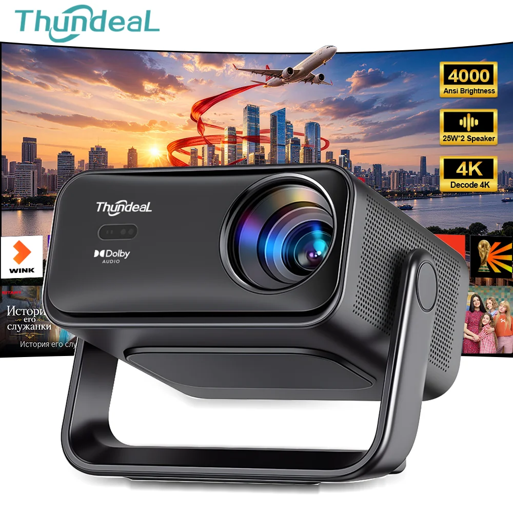 ThundeaL VIDAA TD99W 4K Full HD Projector WiFi 50W Dolby Home Theater TD98 Upgraded TD99W Cinema Gaming Outdoor Beam Projector