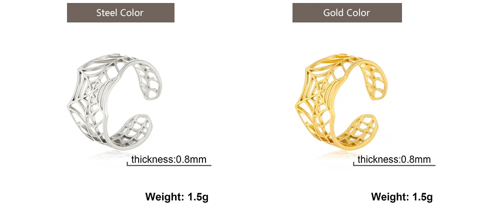 My Shape Punk Spinnen ring Edelstahl verstellbare offene Fingerringe Tiermode Schmuck Frauen Männer Jungen Teen Halloween Geschenk – Detail 3