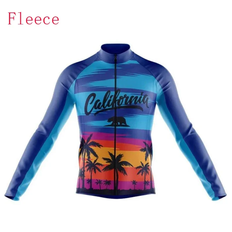 2023 California New Team Cycling Jersey Long Sleeve Winter Thermal Fleece&no Fleece  Clothing