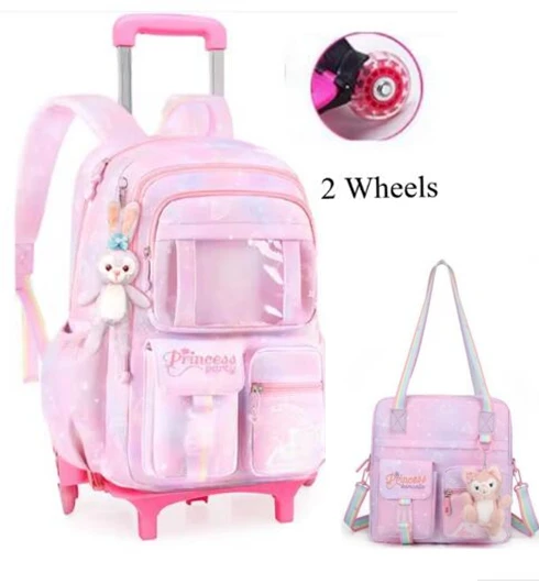 Conjunto de mochila escolar con ruedas para niños, bolsa de almuerzo para niñas, bolsas escolares con ruedas, Juego de bolsas con ruedas para niñas