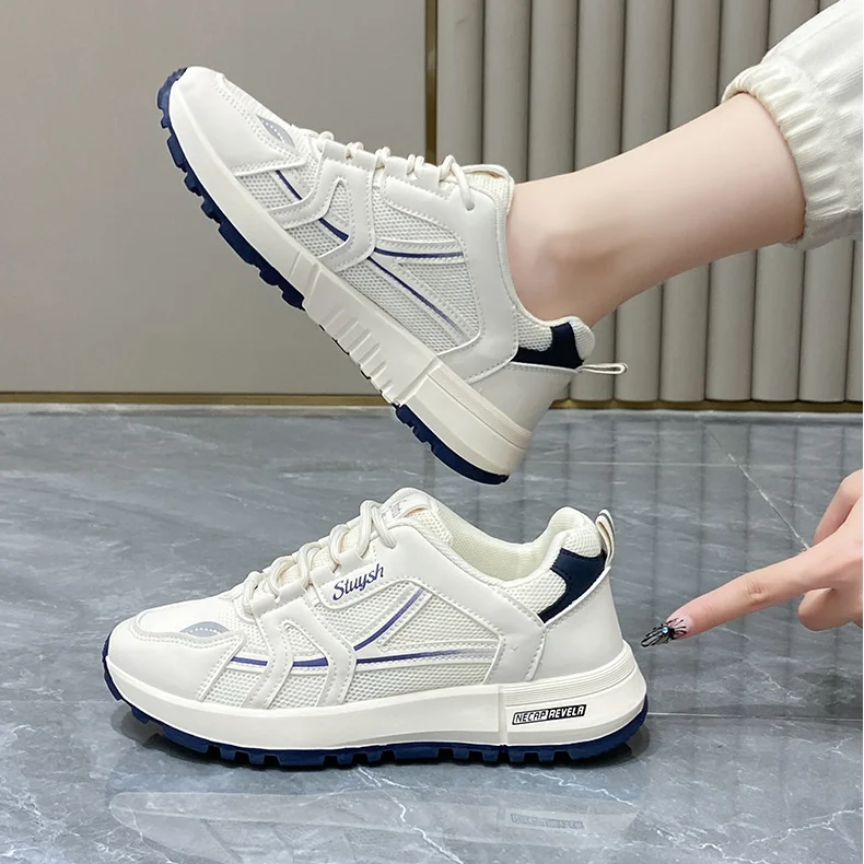 

2026 New Women's Lace-up Casual Sneakers Lightweight Soft Sole Running Shoes for Women Thick Soled Mesh Breathable Sports Shoes
