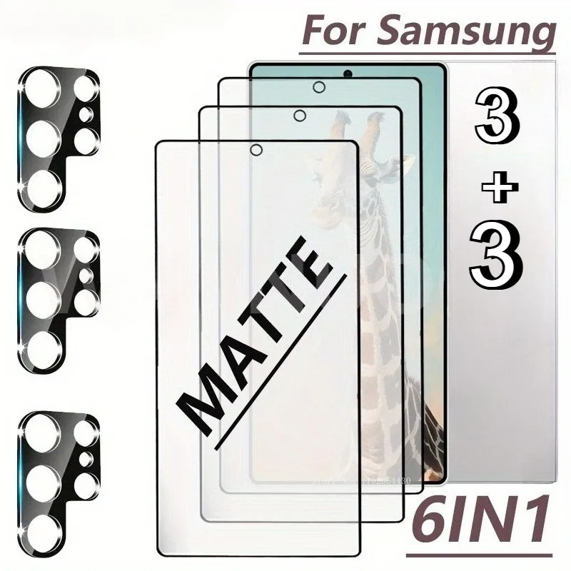 

6-in-1 Matte Glass for Samsung Galaxy S25 S24 Ultra Lens Film for Galaxy S25 S24 Plus Tempered Glass for Galaxy S25 Edge S24 FE