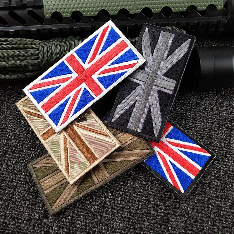 United Kingdom Embroidered Patches, British Flag Cloth, Armband, Hook Loop, Backpack Badge, Military Sticker, Applique, 10x5cm