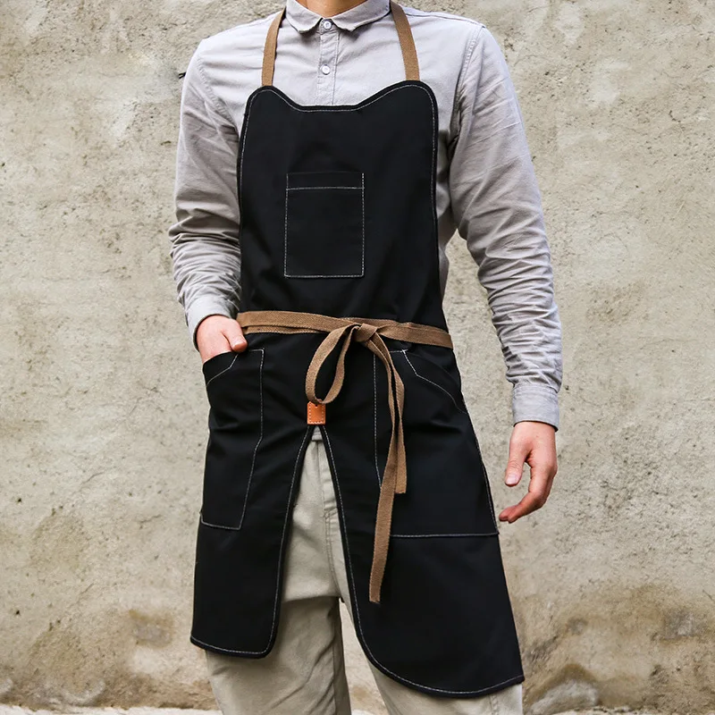 Durable Canvas Work Apron With Custom Logo For Restaurant Staff Baristas Nail Artists Home Bakers