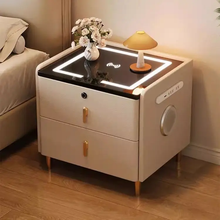 

Smart bedside table Light luxury rock slab Wireless charging Bedside table Internet celebrity bedroom Solid wood Multifunctional
