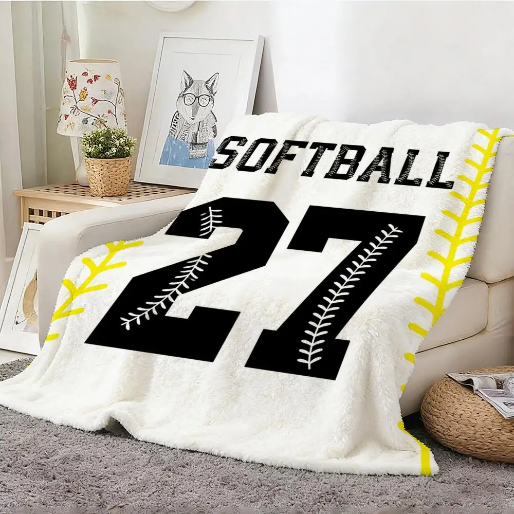 Athletic Jersey Numbers Throw Lightweight Soft Flannel Throw Blanket Skin-friendly Cooling AC Nap Blanket for Sofa Couch Bed