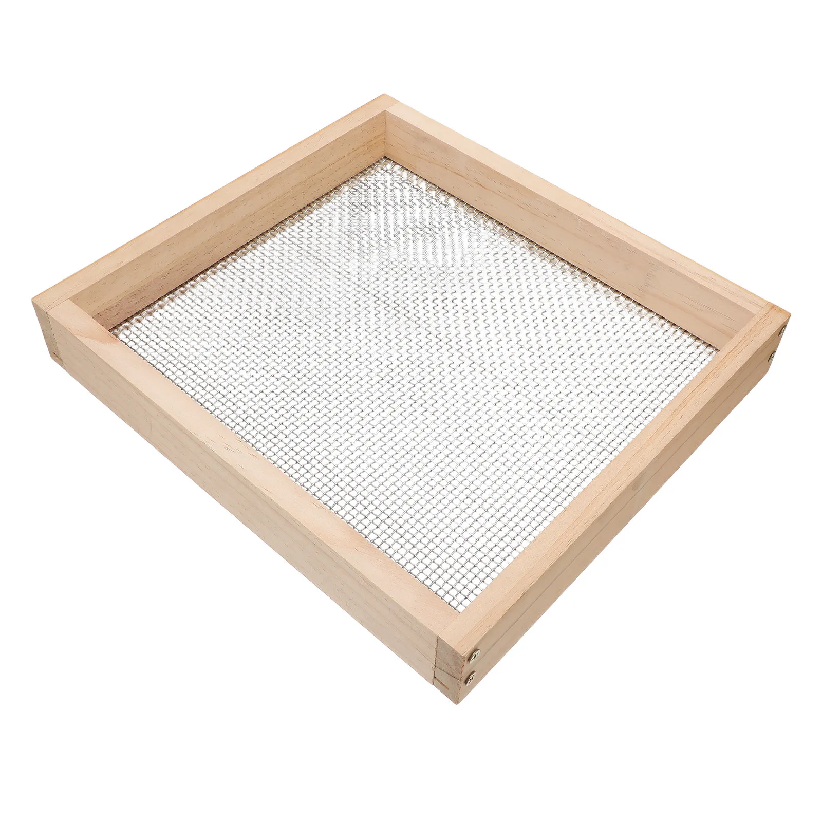 Garden Soil Sifter Metal Mesh Wood Frame 12.6x11.4 Inch Compost Potting Soil Sifter for Rock Dirt Separation Landscaping Sieve