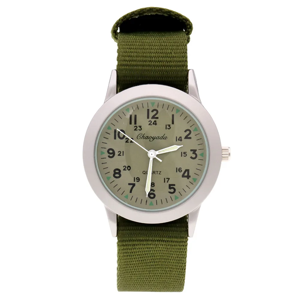 New Chaoyada Crianças Meninos Meninas 24 horas Canvas Luminous Pointer Quartz Relógios de pulso Crianças Estudantes Militares Relógios impermeáveis