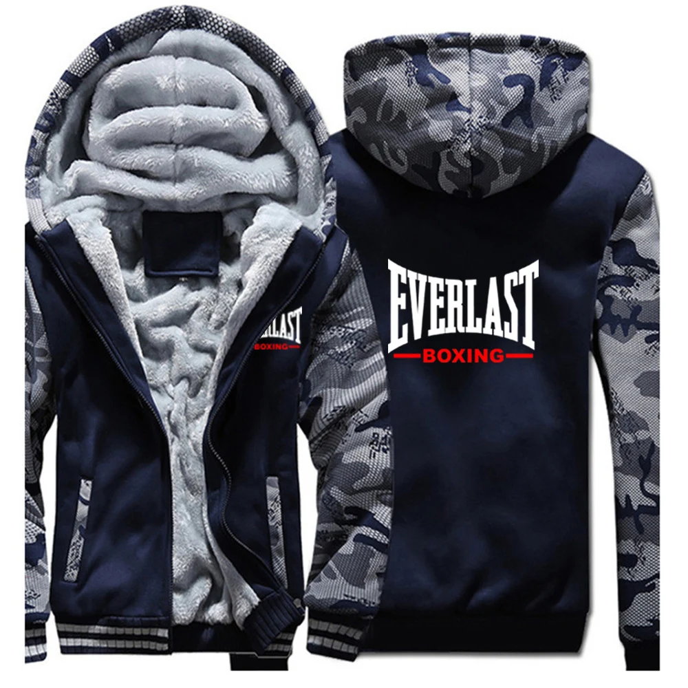 Everlast طباعة 2025 جديد الرجال الخريف والشتاء رشاقته الدافئة الصوف سستة هوديس معطف بلوزات مريحة غير رسمية #2