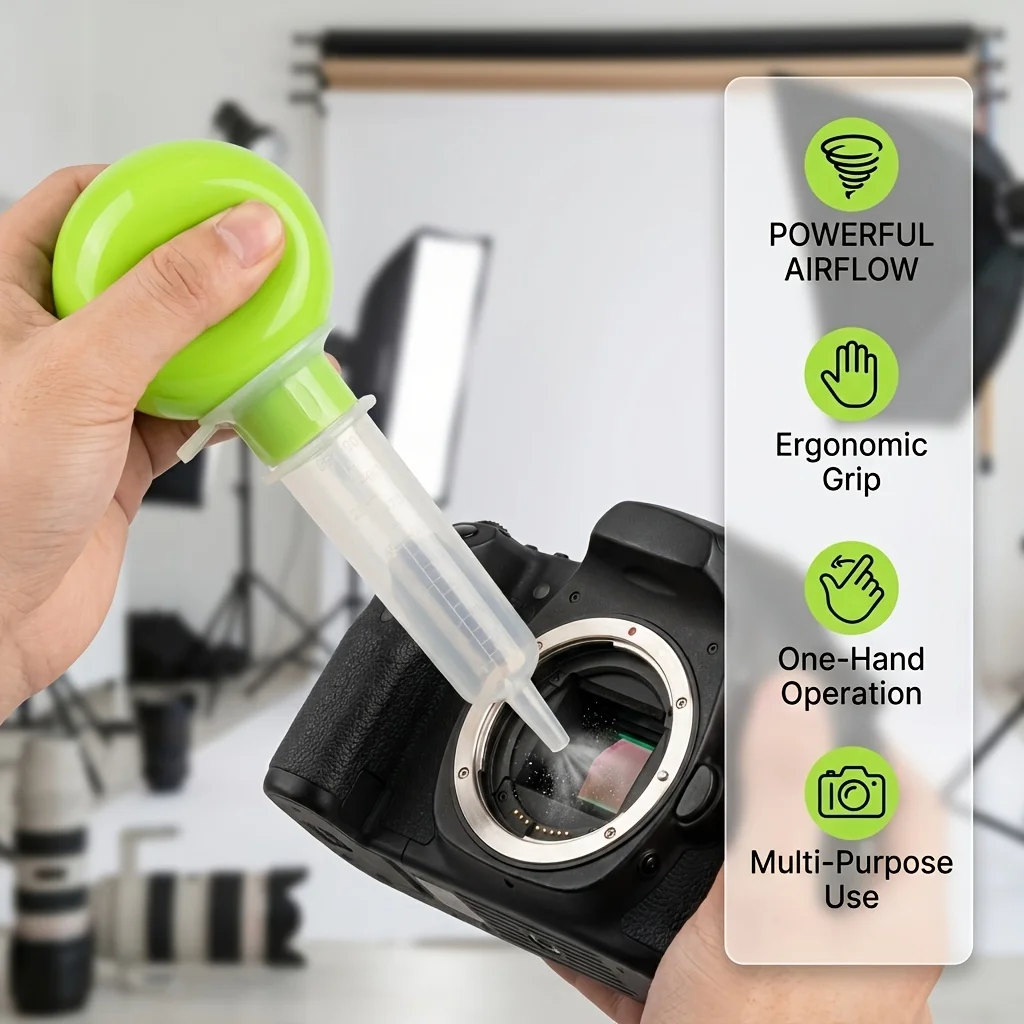 Photography equipment cleaning supplies, inflatable air bag, one green air bag