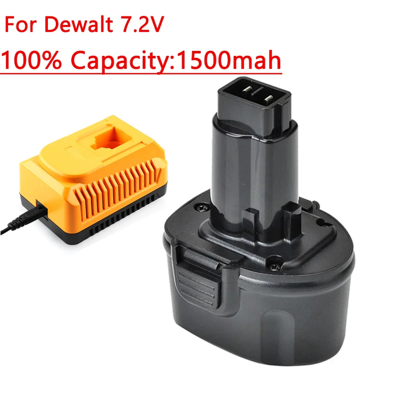 7.2V 100% 1500mAh Tool Battery for Dewalt DW9057, DE9057, DE9085, DW920K, DW920K-2, DW920K-2  Power Tool+ Charger