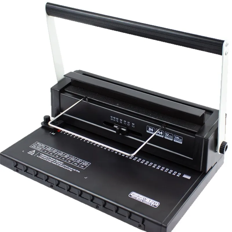 W12M 34-hole iron ring loose-leaf punching machine, binding machine desk calendar file square hole multi-function