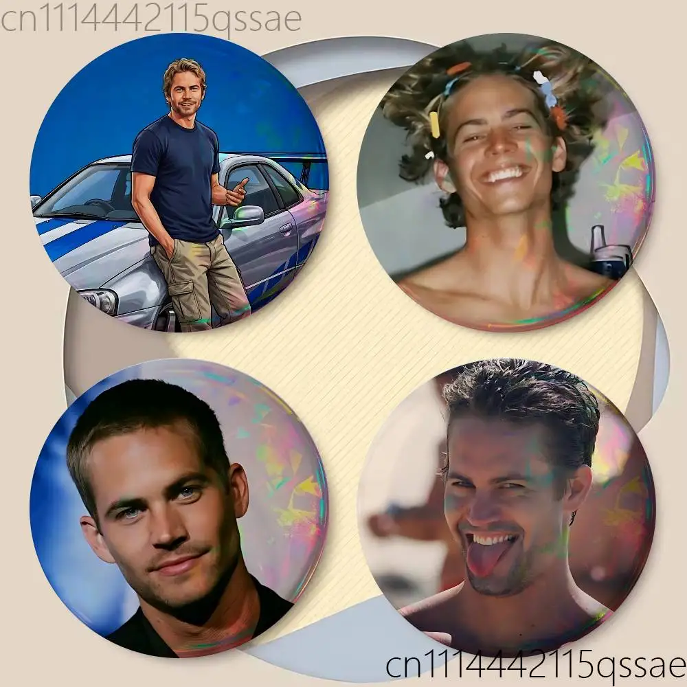 FOR Paul Walker 25/32/44/58/75mm Badges Button Round Creative Pin Brooch Badge Bag Decor Accessories