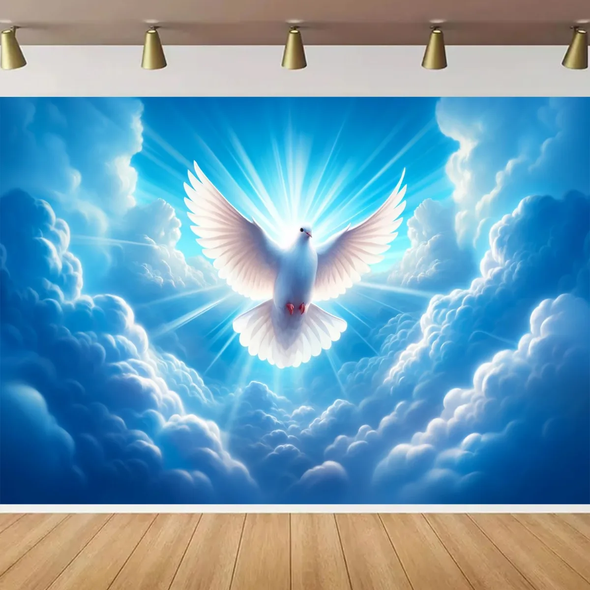 Heiliges Licht Taube Hintergrund-Polyester Kirche Heiligtum für christliche Ereignisse dekoriert Banner, Symbol des Friedens