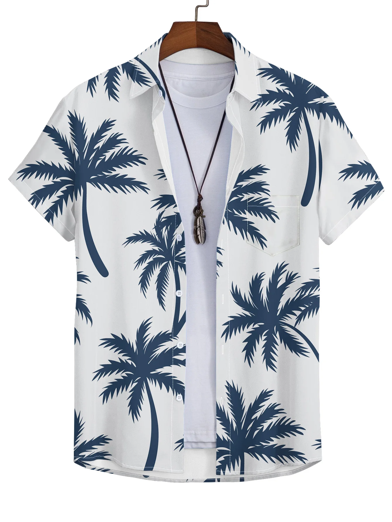 Palm Vintage Men's Shirt Coconut Tree 3d Printed High-Quality Clothing White Loose Oversized Shirt Fashion Casual Short Sleeves