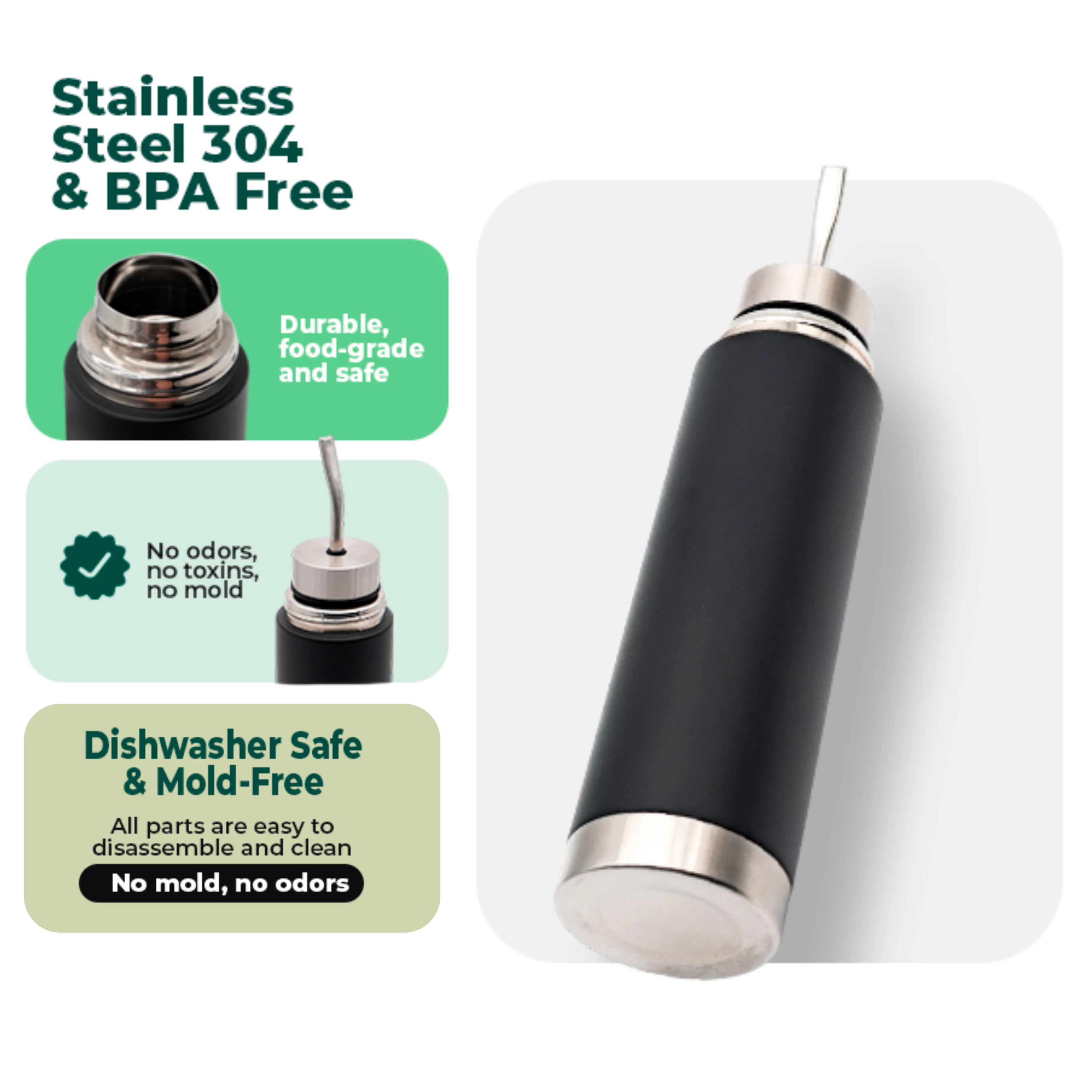3in1 Yerba Mate Thermos Cup 316 Stainless Steel Vacuum Flask Insulated Travel Water Bottle Built In Bombilla Straw 500ml 750ml