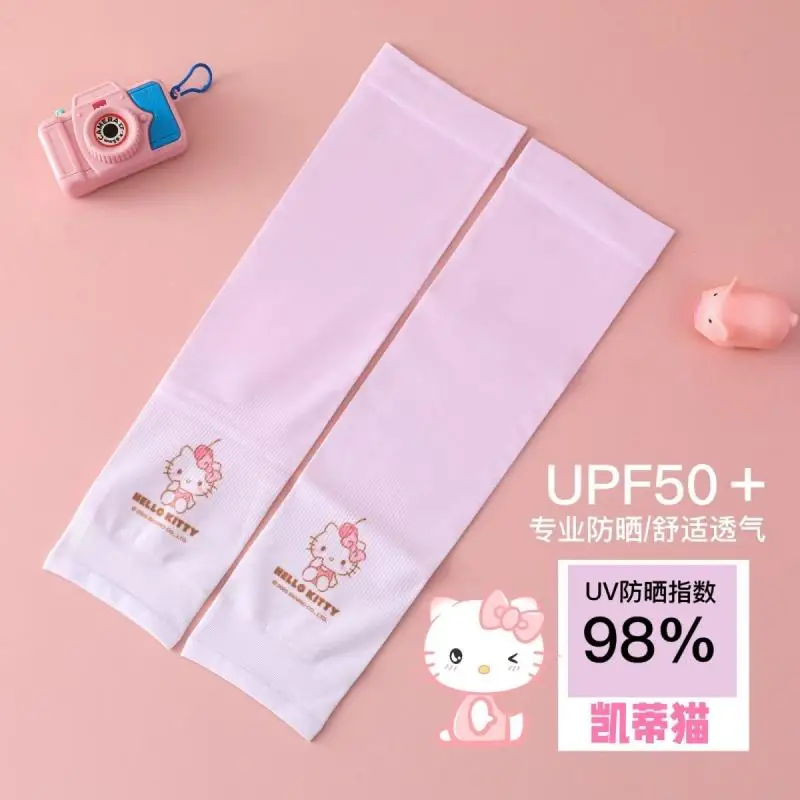 Sanrio 정통 여름 아이스 슬리브 Kuromi Kitty 멜로디 Uv 보호 얼음 실크 쿨 슬리브 통기성 만화 귀여운 슬리브 선물