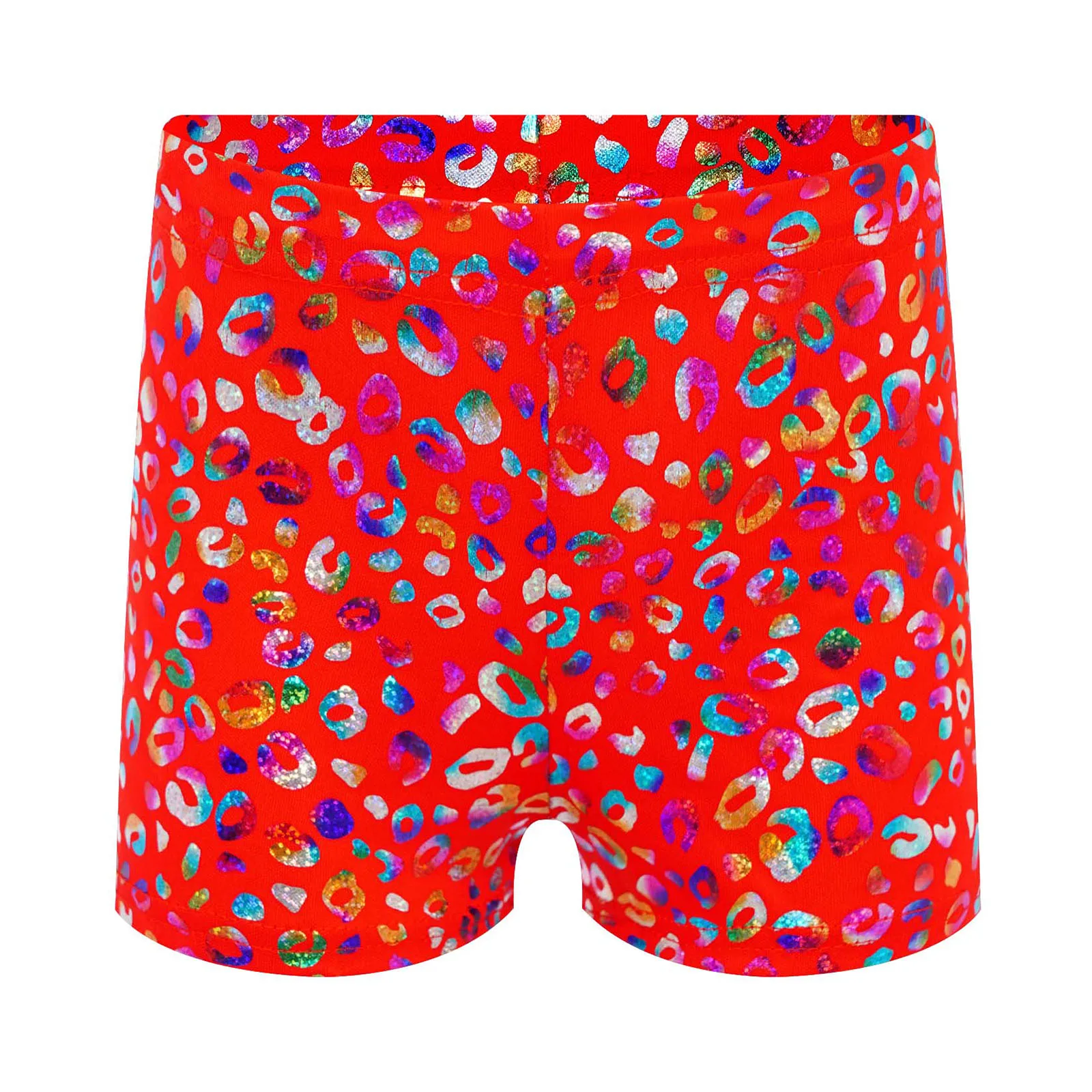 Crianças jazz dança shorts discoteca festa desempenho trajes crianças metálico leopardo impressão shorts cintura elástica boxer shorts