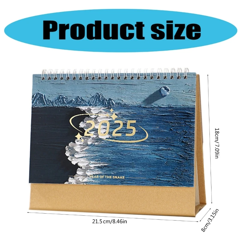 Настольный ежемесячный календарь на 2025 год с двойной катушкой в ​​переплете, календарь акварельной живописи
