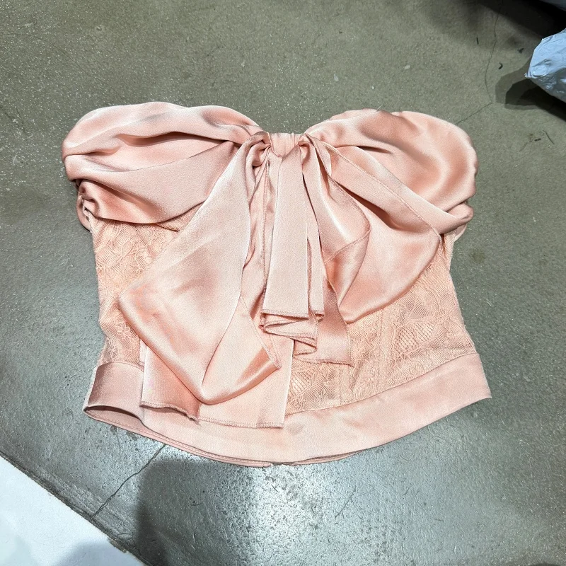 

Женский корейский топ-бюстье Dopne с кружевными вставками, плиссировкой и узлом, облегающий, с тонкими чашечками, в стиле Aosphere Sensation