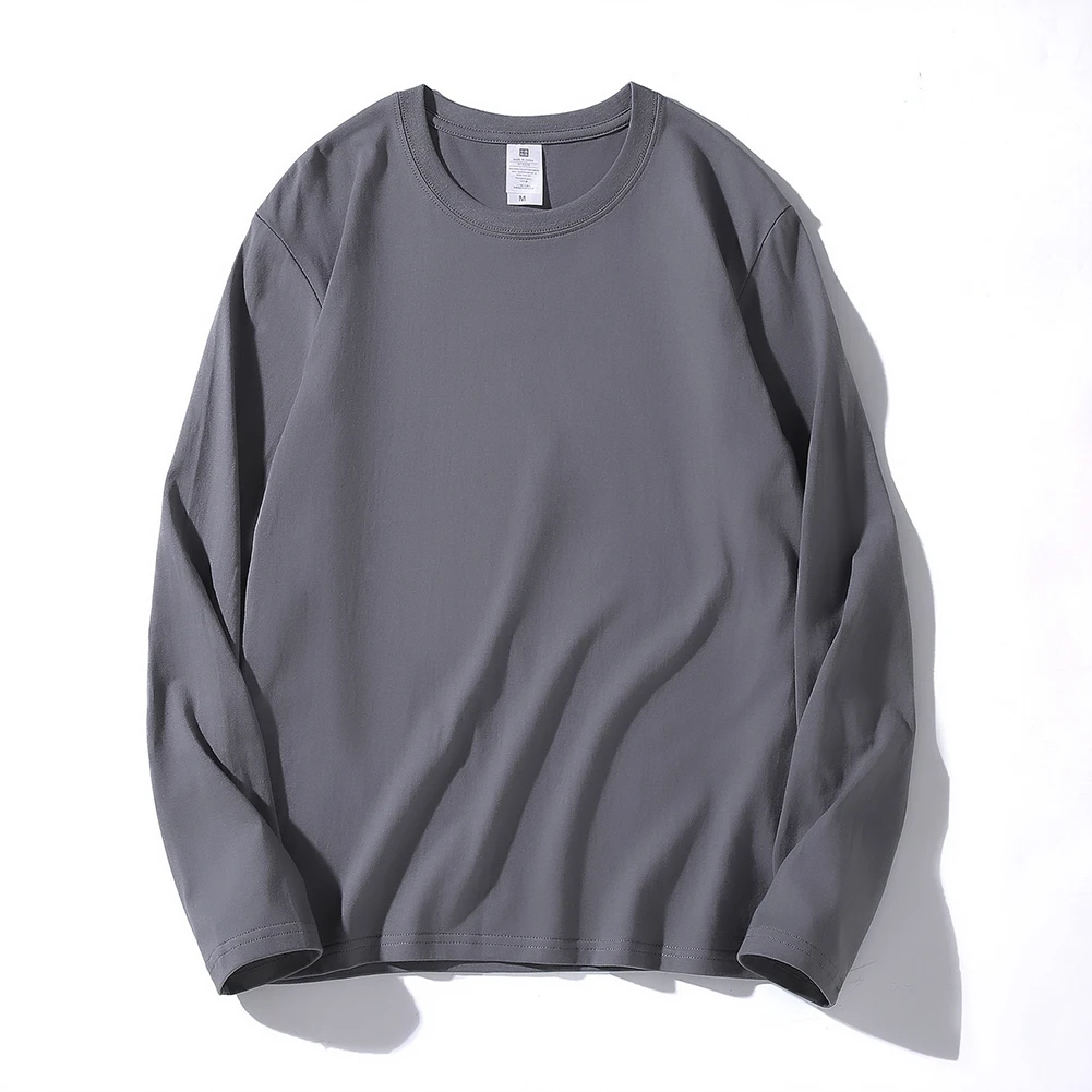 Casual Men\\\\\\\\\\\\\\\'s Cotton Long Sleeve T-Shirts Round-Collar Solid Color Basic Tees Tops Pullovers T Shirt Man Clothing