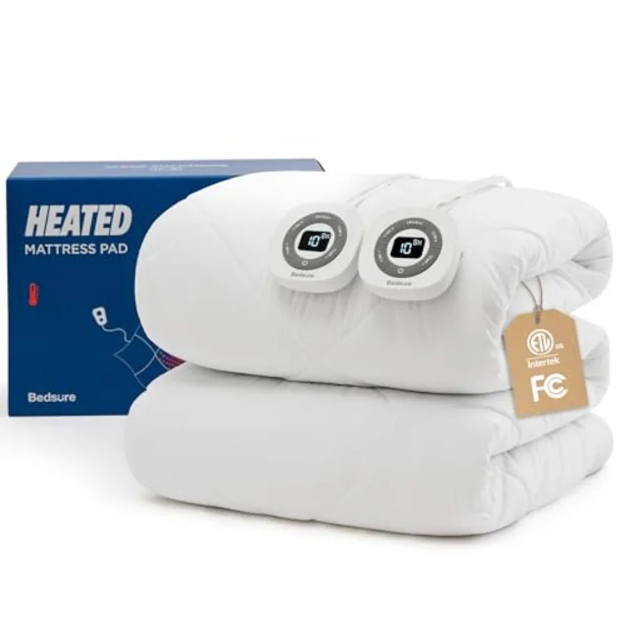 

Bedsure Heated Mattress Pad Queen - Bed Warmer with Memory and Preheat Functions 12-Hour Auto Off and 10 Heat Settings Dual Con