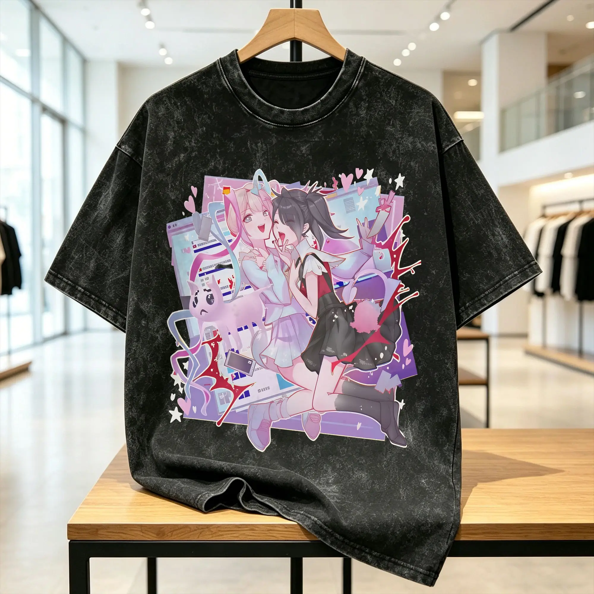 Men Women's T Shirt Needy Streamer Overload Washed T Shirts Fashion Video Game Summer Tees Y2K Basic Casual Tops Plus Size 2XL