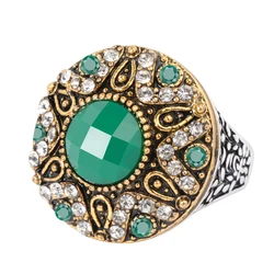 Wbmqda Hot Green Resin Ring Fashion Gold Color Retro Jewelry Ladies Rings Wholesale 2022 New