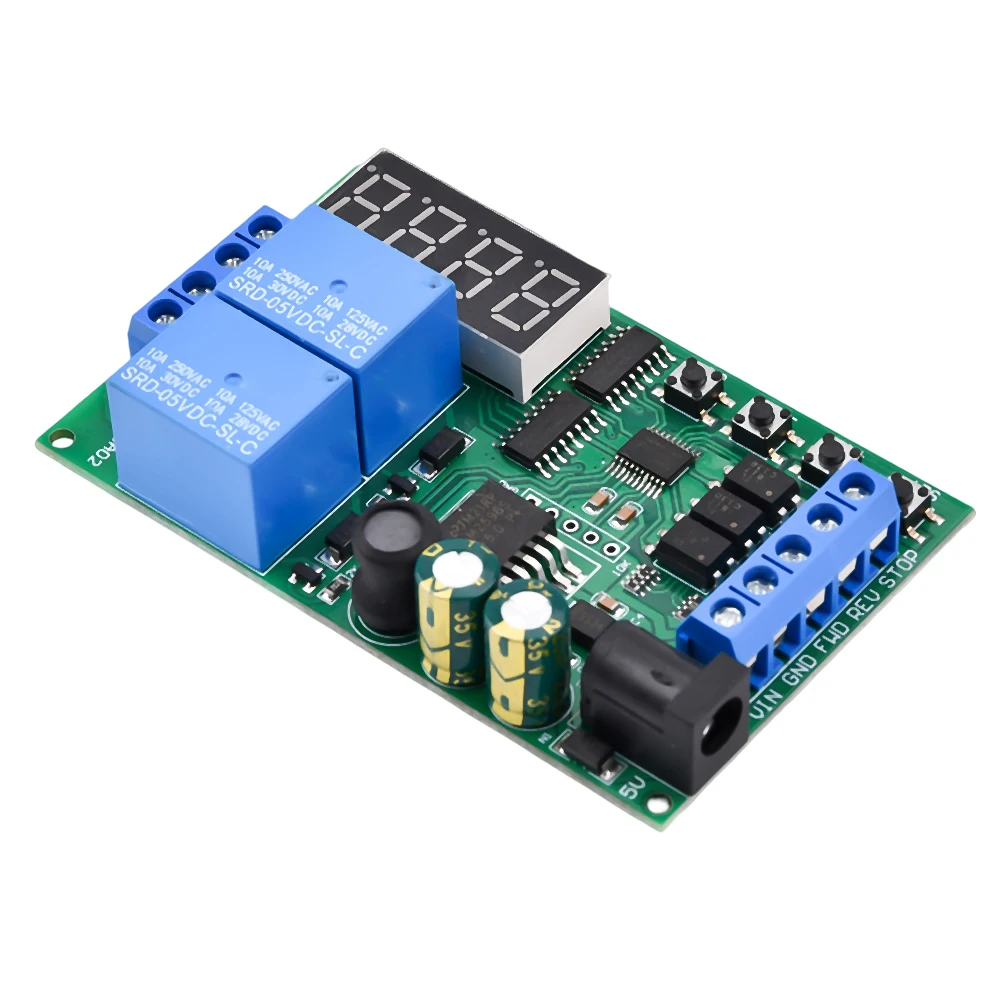 IO53A02 DC 5-24V Cycle Delay Relay Module 0.1s-999min Adjustable Time Control Switch Motor Forward Reverse Controller Time Relay