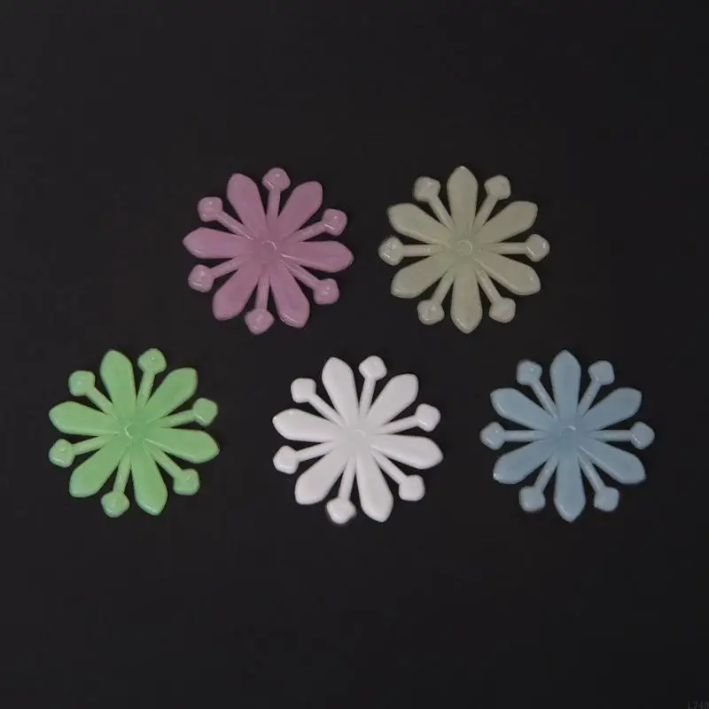 L74D 50Pcs 3D Luminous Snowflake Glow Light Home Garden Fluorescent Decal