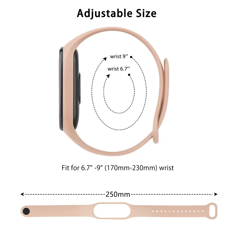 Watch Strap For Xiaomi Mi Band 7 6 5 4 3 Wristband Silicone Bracelet Wrist Straps MiBand 3/4 band5 band6 Smartwatch Accessories