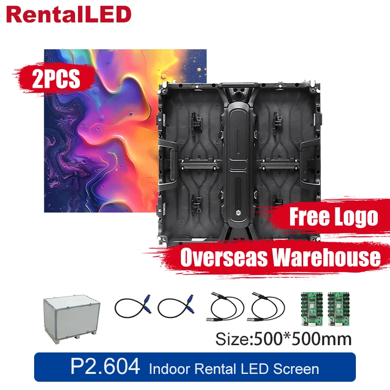 Indoor Rental P2.6 500×500mm LED Screen SMD1515 RGB Church Concert Background LED Display Panel Free Logo+Overseas Warehouse