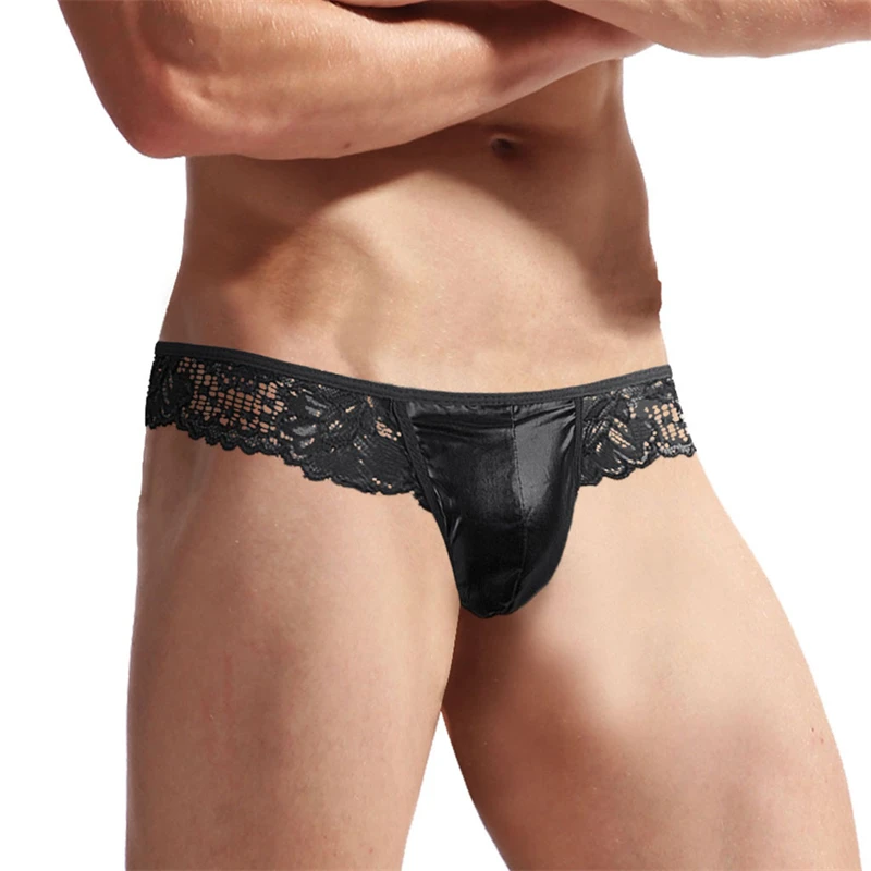 Sissy Tanga hombre gay thong anti leather ropa interior para hombre caliente lace sexy underwear men hot thin rope string mens