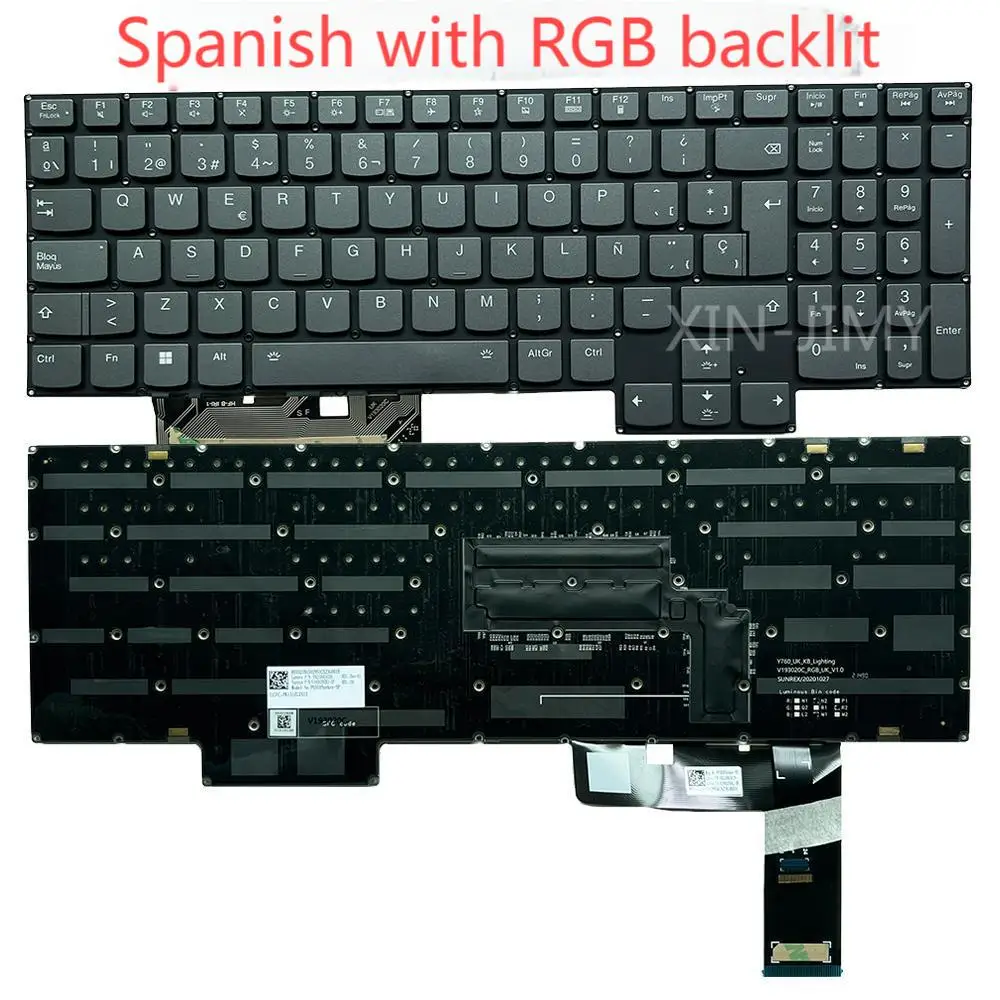 

82K6 Spanish Backlit Keyboard for Lenovo Legion 7-16ACHg6 7 16ACHg6 16ITHg6 7-16ITHg6 82n6 P05SYPERKEY-SP SN21B45029 RGB 24 Pin
