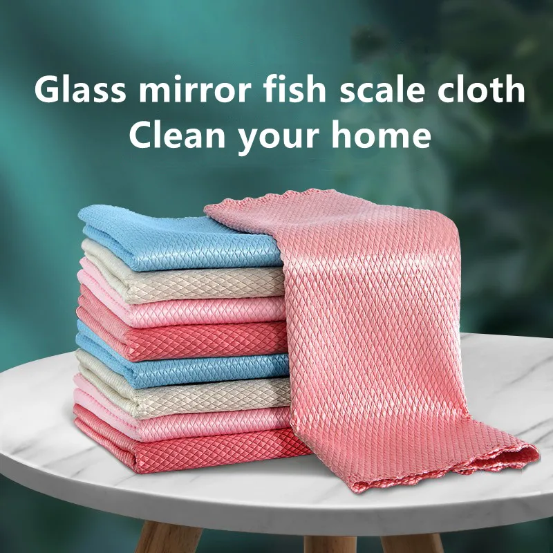 

Fish Scales Cleaning Cloth, Kitchen Towel, Household Items, Bowl Dish, Ceramic Tile, Wipe Duster, Glass Rags, 5 Pcs, 10Pcs