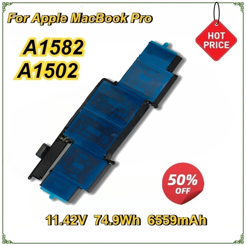 

Laptop Battery A1582 for Apple MacBook Pro 13" Retina A1502 2015 Year 11.42V 74.9Wh Notebook Bateria Replacement Battery