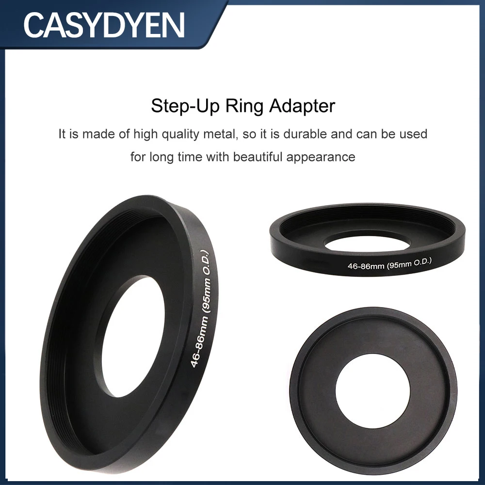 44/46/48/49/52/54/55/58/62/67mm-86mm (95mm O.D.) Matte Box Filter Adapter Step Up Front Ring