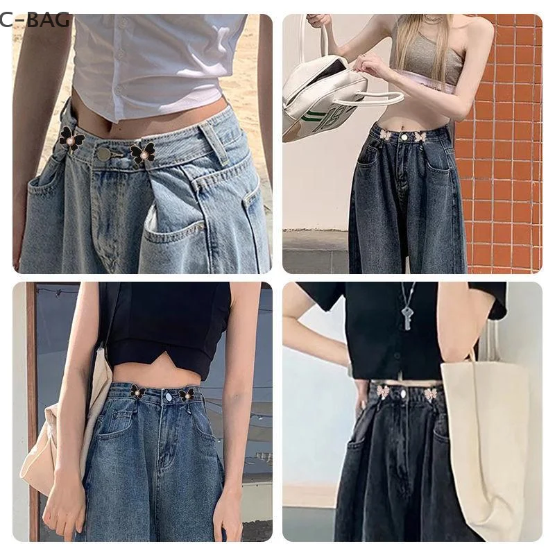 

1pc Butterfly Waist Button Jean Button Pin Reusable Clothing Fitting Tools For No Sewing Required Buttons Pants Decoration