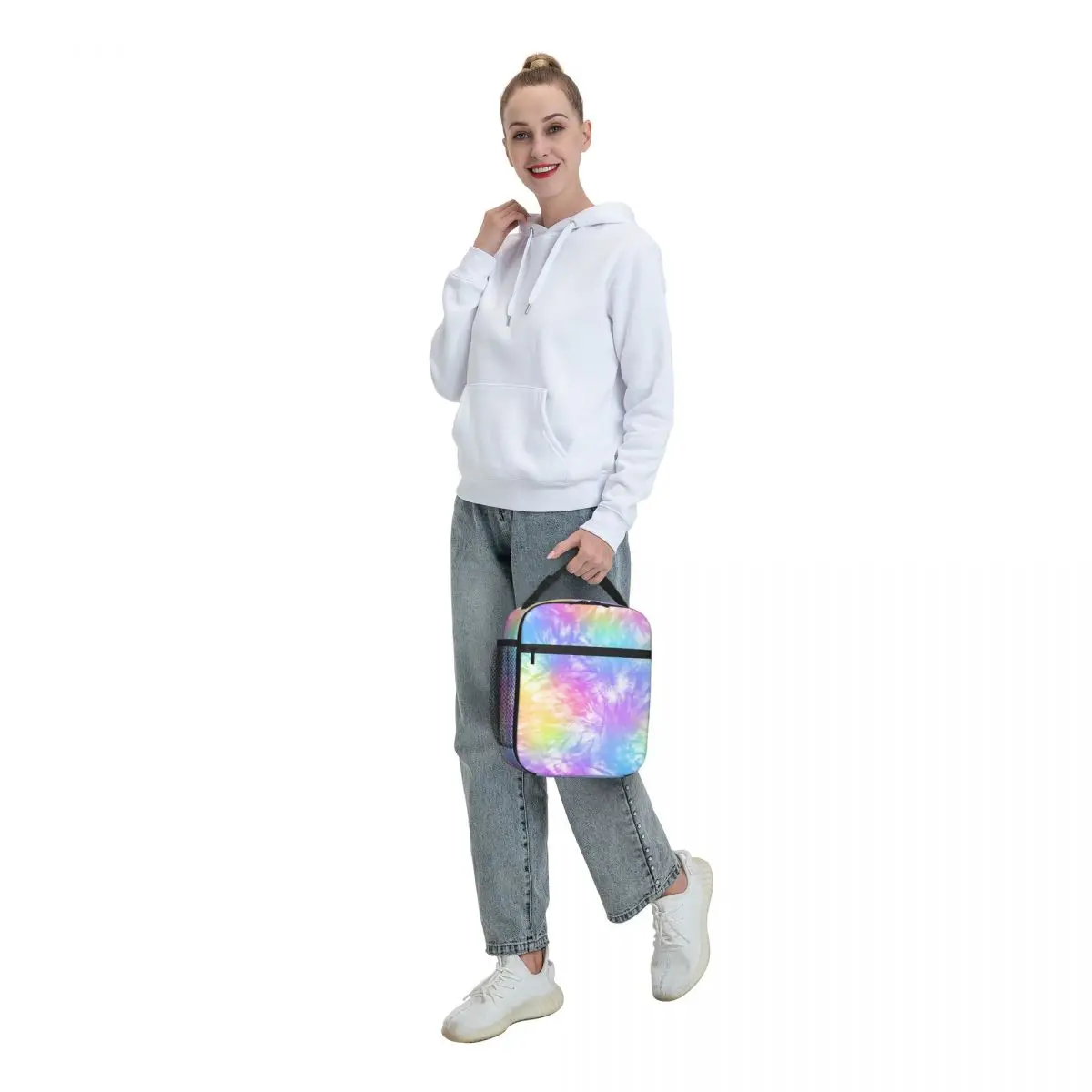 Pastel Tie Dye Colorful Pattern Thermal Insulated Lunch Bag Women Resuable Lunch Container for Outdoor Picnic Storage Food Box