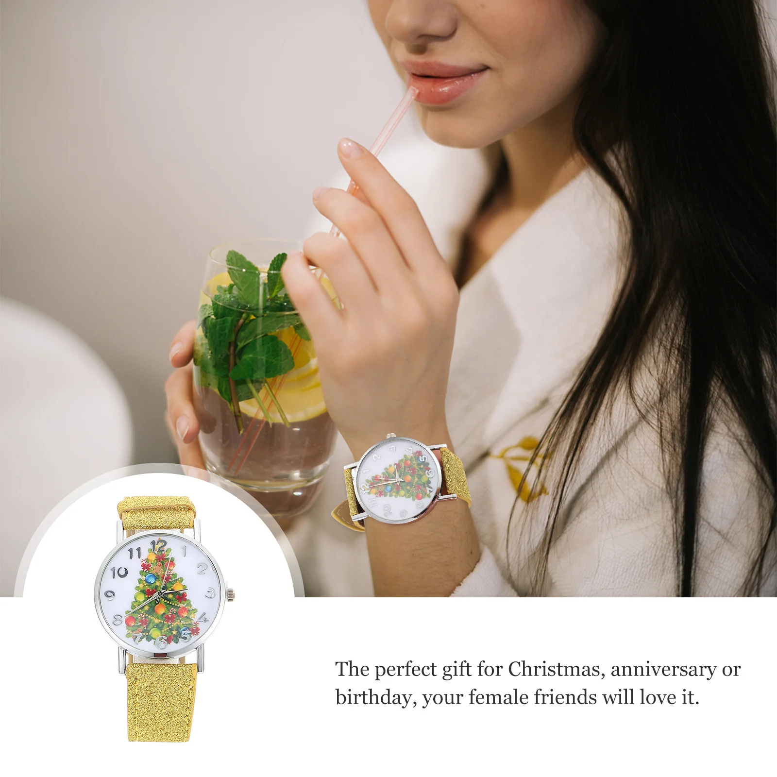 

1Pcs Elegant Ladies Wristwatch Christmas Pattern Creative Women Watch Lightweight Xmas Design Stylish Student Gift Watch