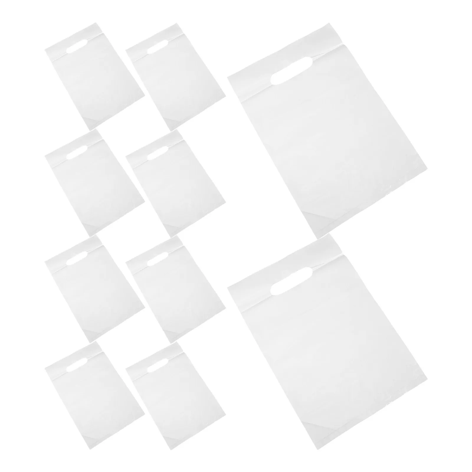 100Pcs Plastic Pe Flat Mouth Packaging Bags Handles Bulk Packaging Large Capacity Easy Carry Multipurpose Food Clothing Retail