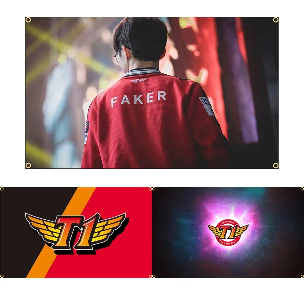 Banner 90X150CM 3x5Ft SKT FAKER T1 Flag Polyester Digital Printed Logo Game Esports Team Banner For Club