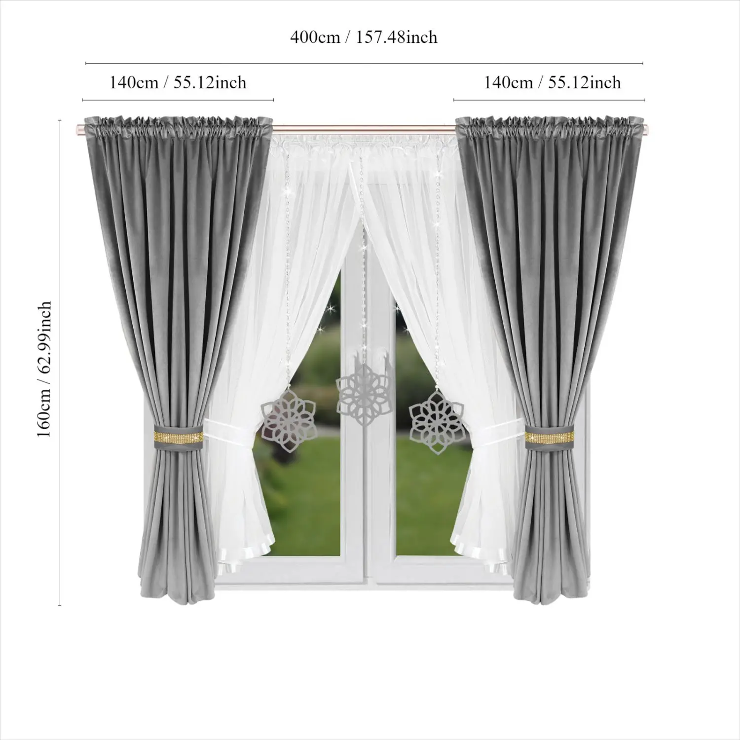 Flying Mix and Match Curtains - 63 Inchs Sheer Curtains and Blackout Curtains for Bedroom Living Room Grommet Window Drapes